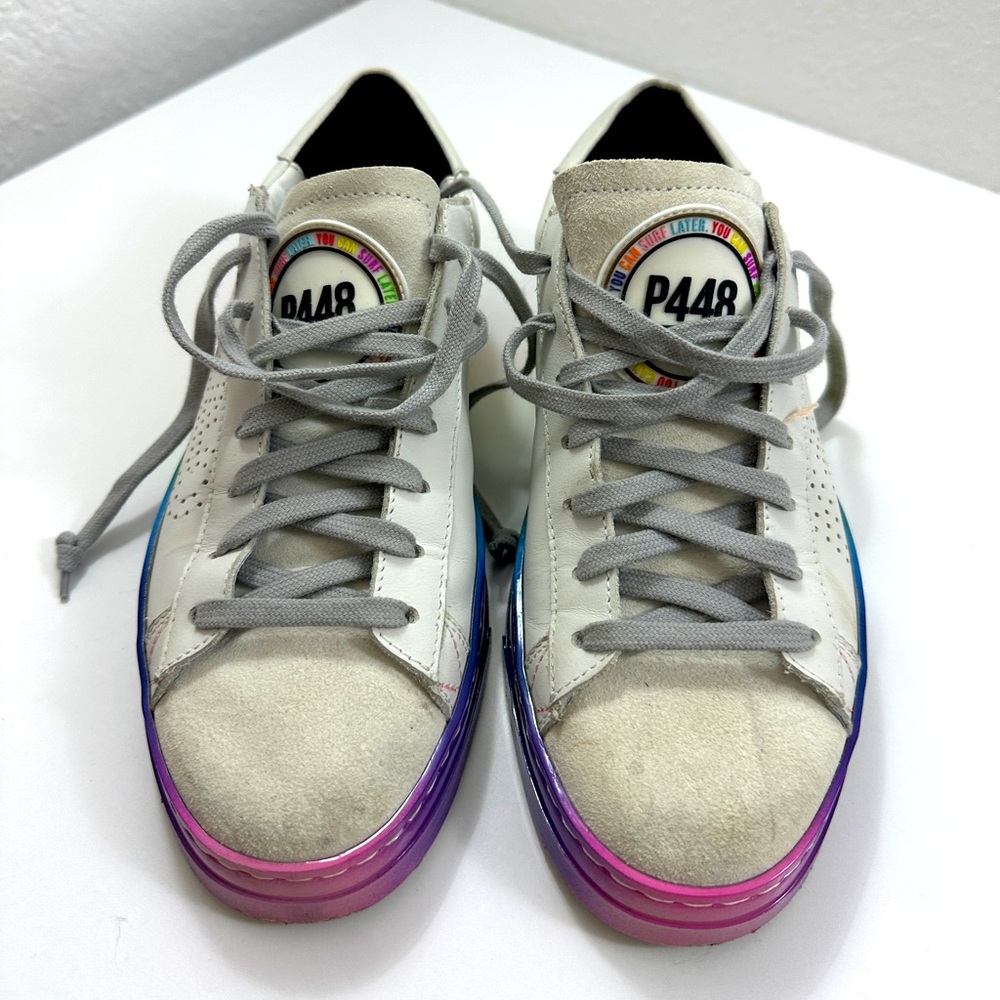 P448 Jack Pride Rainbow Sole Sneakers White EU38 Womens 8 NWOB